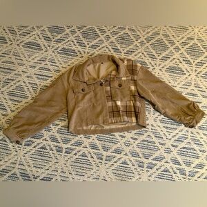 Plaid crop top corduroy jacket!